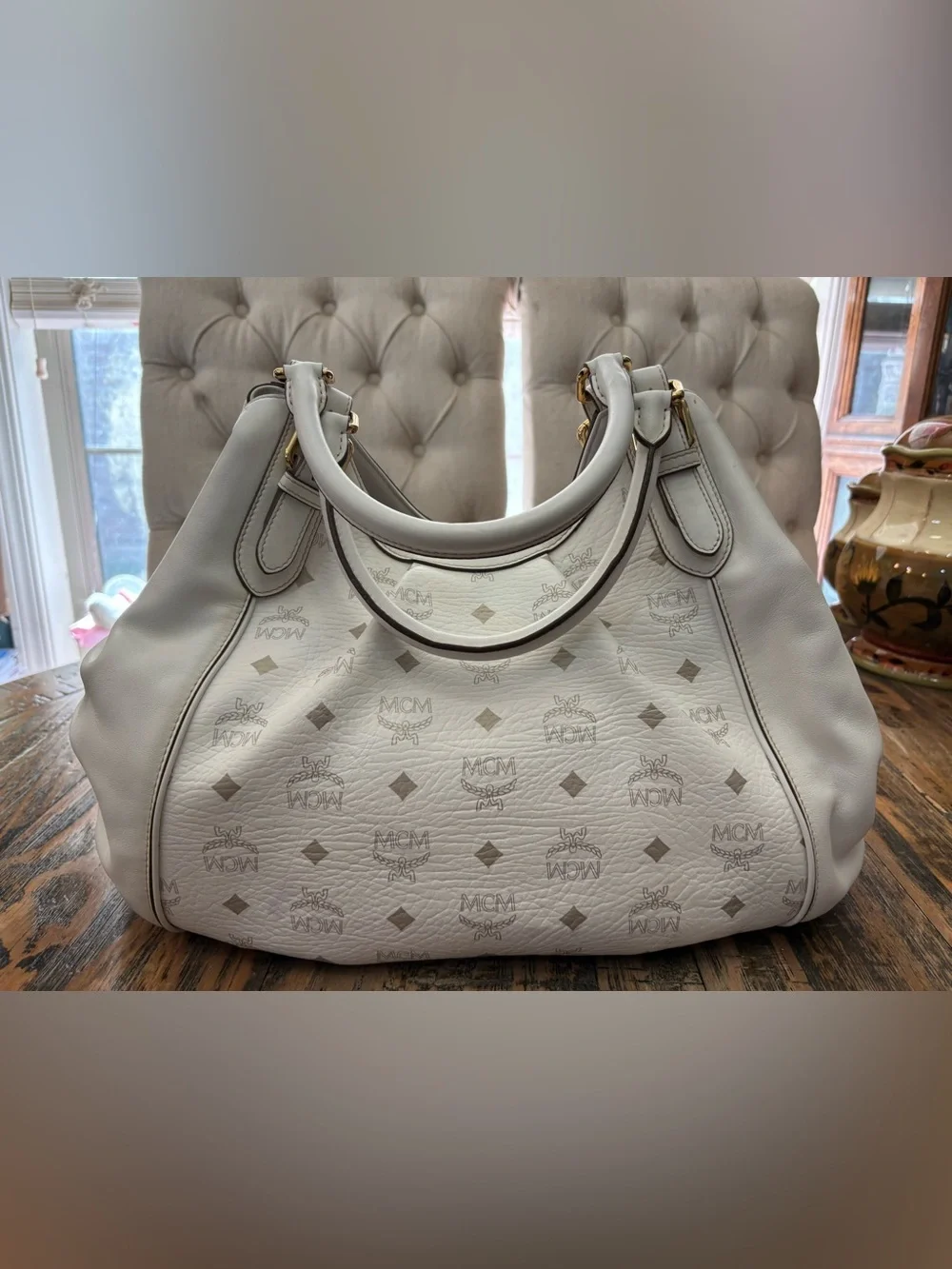 MCM Visetos Canvas & Leather Hobo Bag